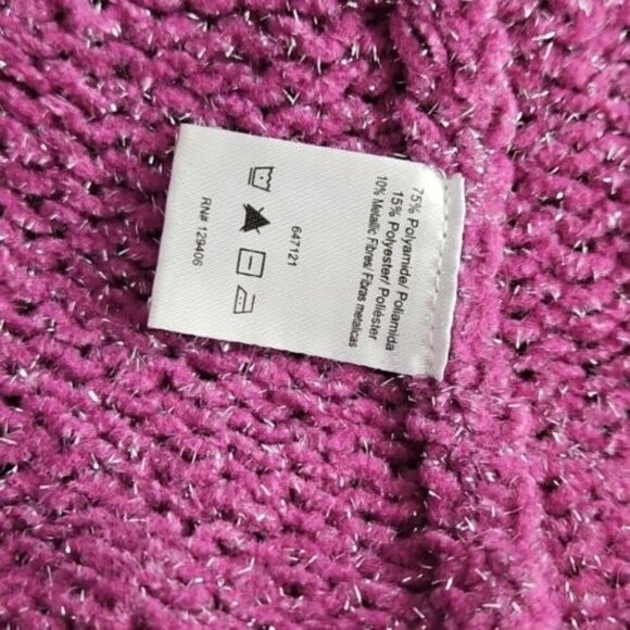 Venus Cold Shoulder Sweater Women's Size 1x Purple Metallic Thread Chunky Y2K - Picture 15 of 16